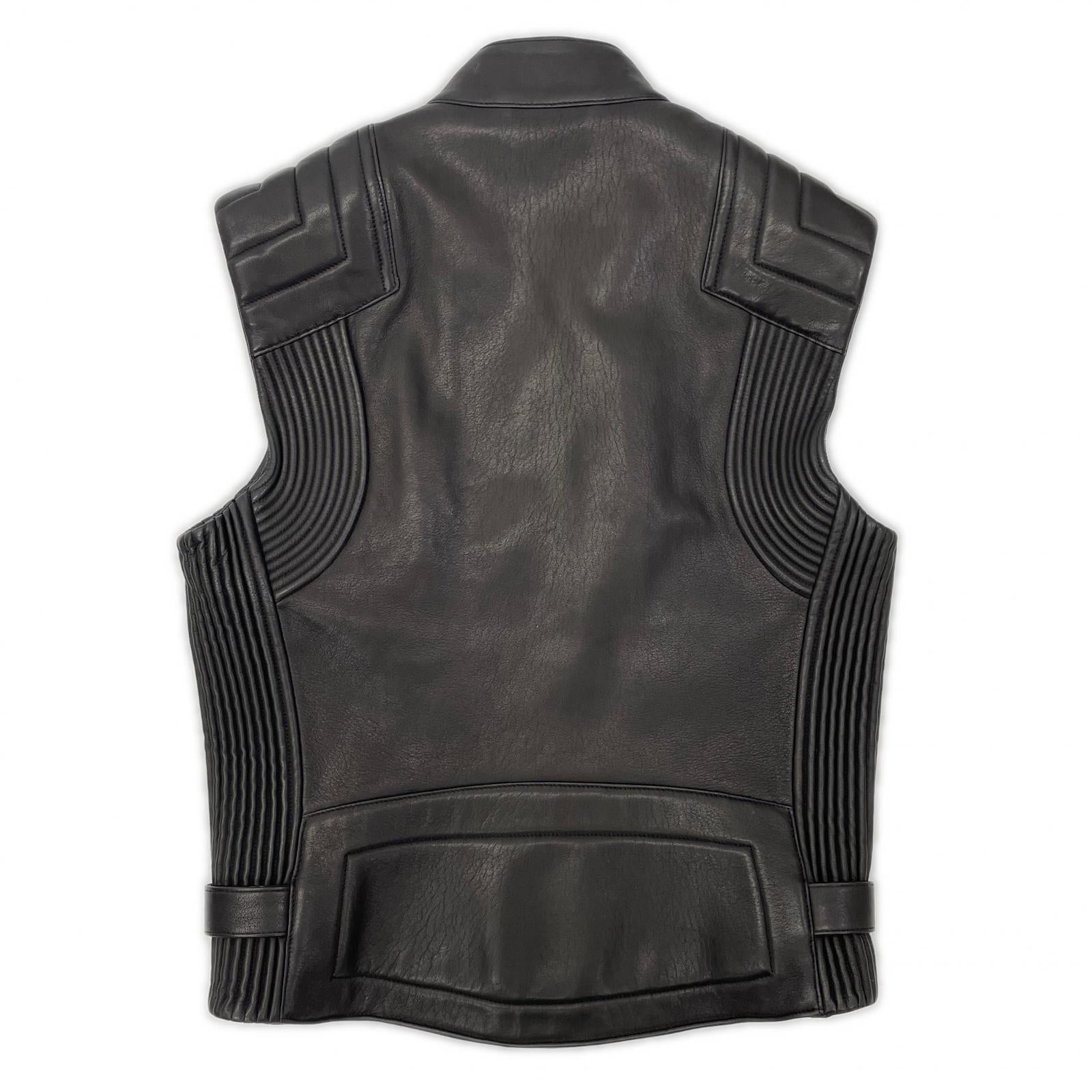 GUCCI グッチ 165399 XN029 ブラック ラムレザー ライダースベスト ベスト