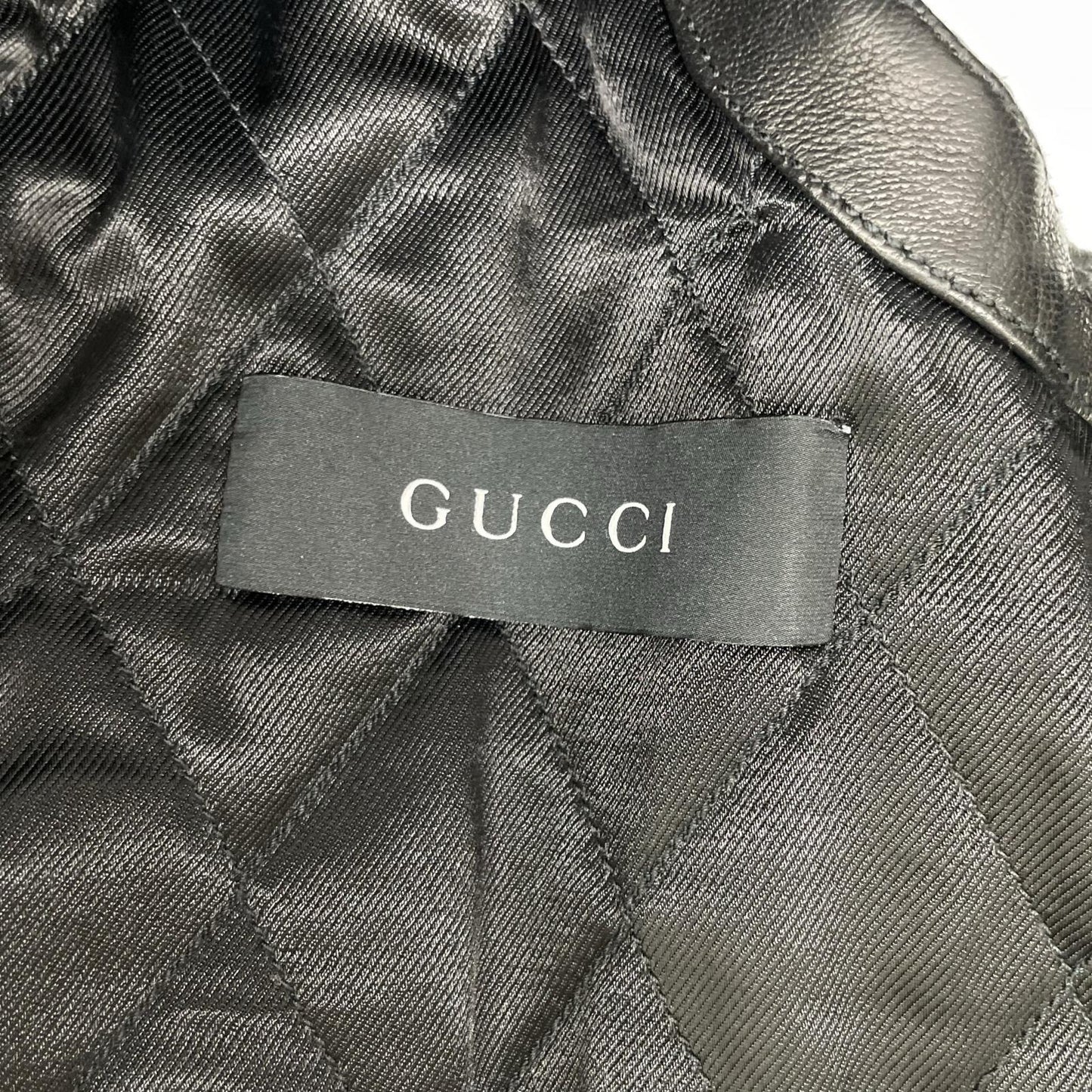 GUCCI グッチ 165399 XN029 ブラック ラムレザー ライダースベスト ベスト