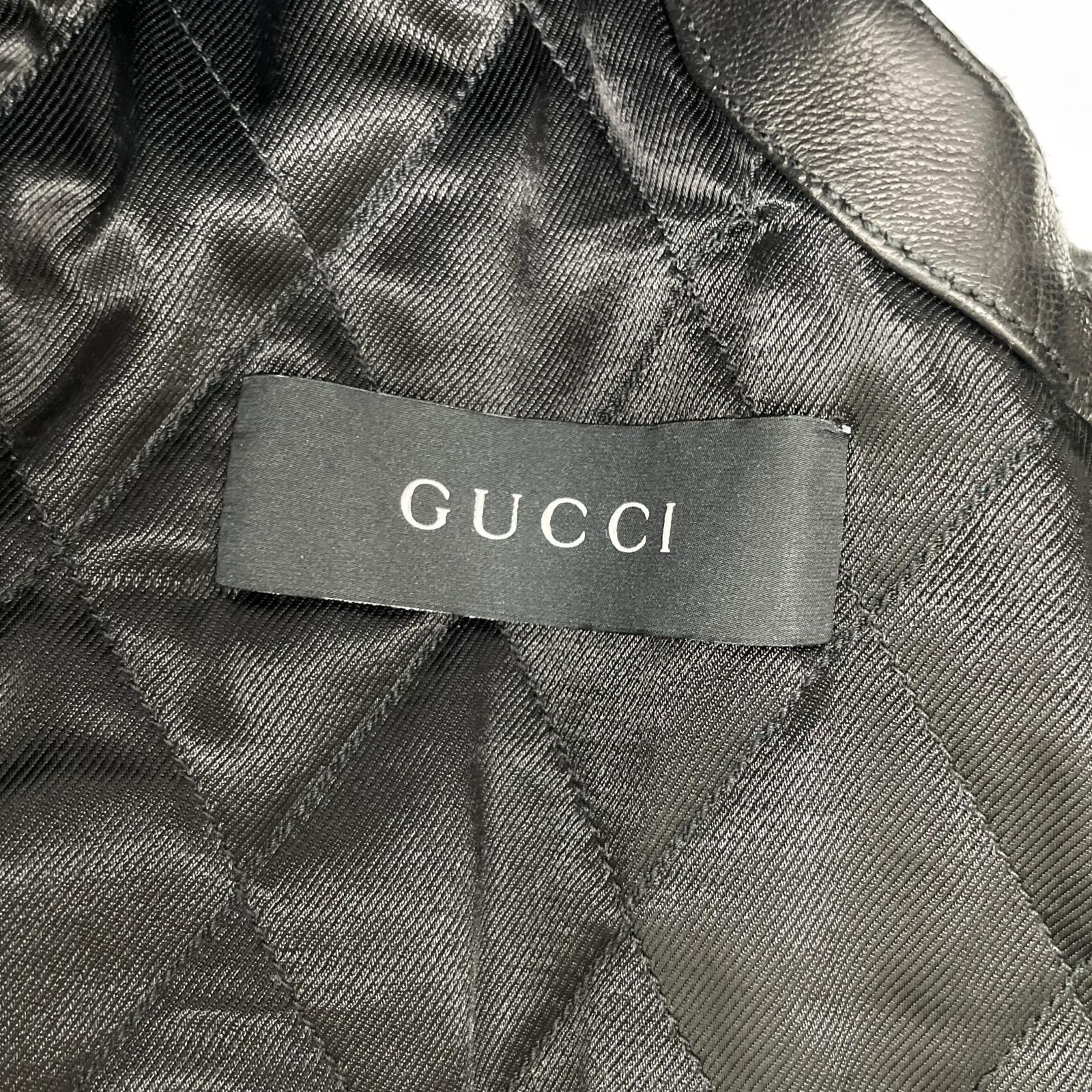 GUCCI グッチ 165399 XN029 ブラック ラムレザー ライダースベスト ベスト