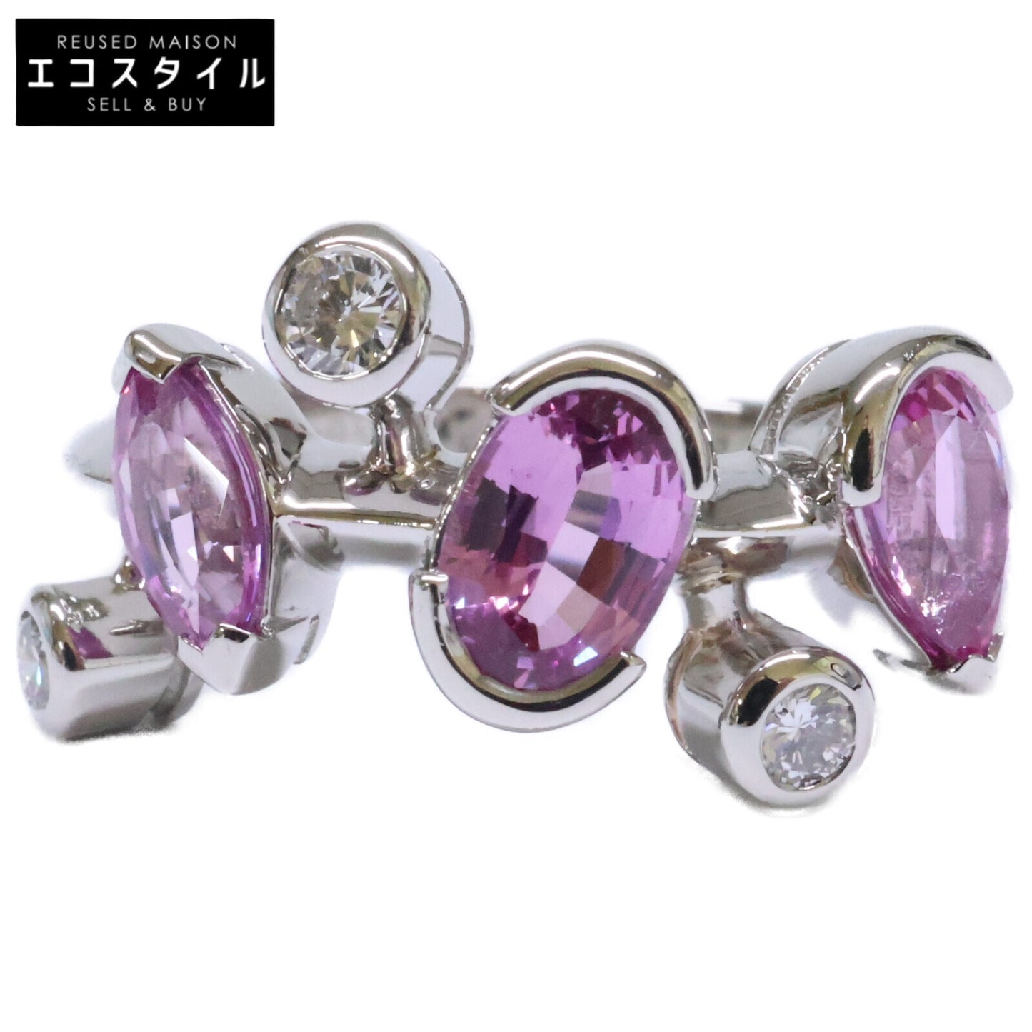 Cartier カルティエ 新品仕上げ済み PT950 メリメロ ダイヤモンド x ピンクサファイア リング 指輪