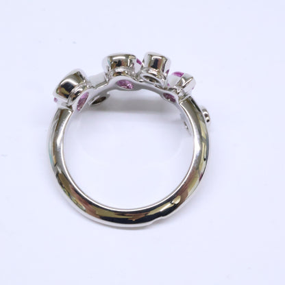 Cartier カルティエ 新品仕上げ済み PT950 メリメロ ダイヤモンド x ピンクサファイア リング 指輪