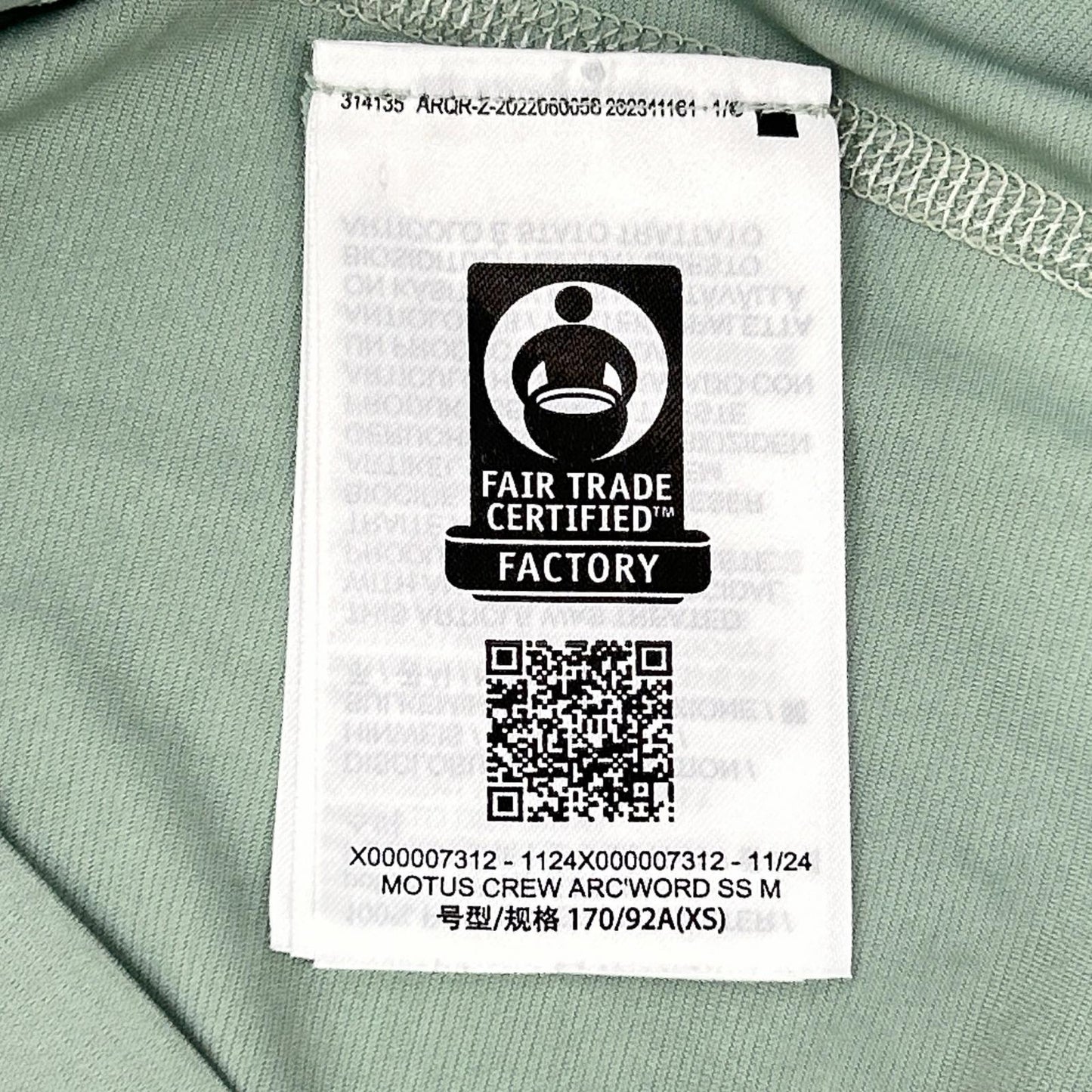 ARC'TERYX アークテリクス MOTUS CREW ARCWORD SS M グリーン バックロゴTシャツ トップス