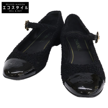 CHANEL Chanel G39582 Mary Janes with Coco Mark/camellia tweed flat pumps