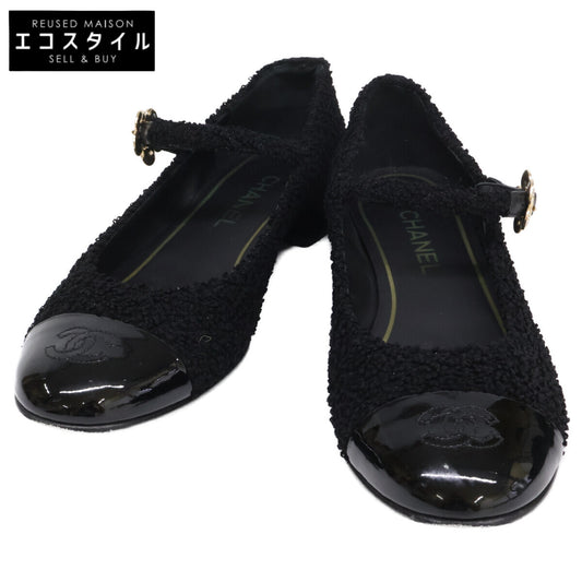 CHANEL シャネル G39582 Mary Janes メリージェーン ココマーク/カメリア ツイード フラットパンプス シューズ