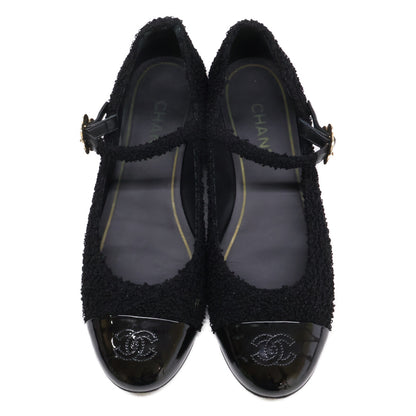 CHANEL Chanel G39582 Mary Janes with Coco Mark/camellia tweed flat pumps