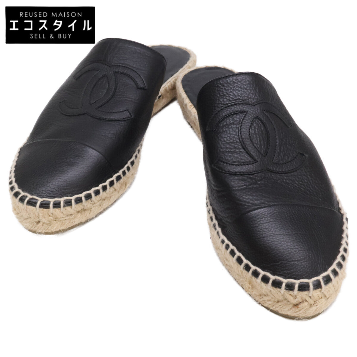 CHANEL シャネル 【美品】G33553 ココマーク エスパドリーユ スライドサンダル シューズ