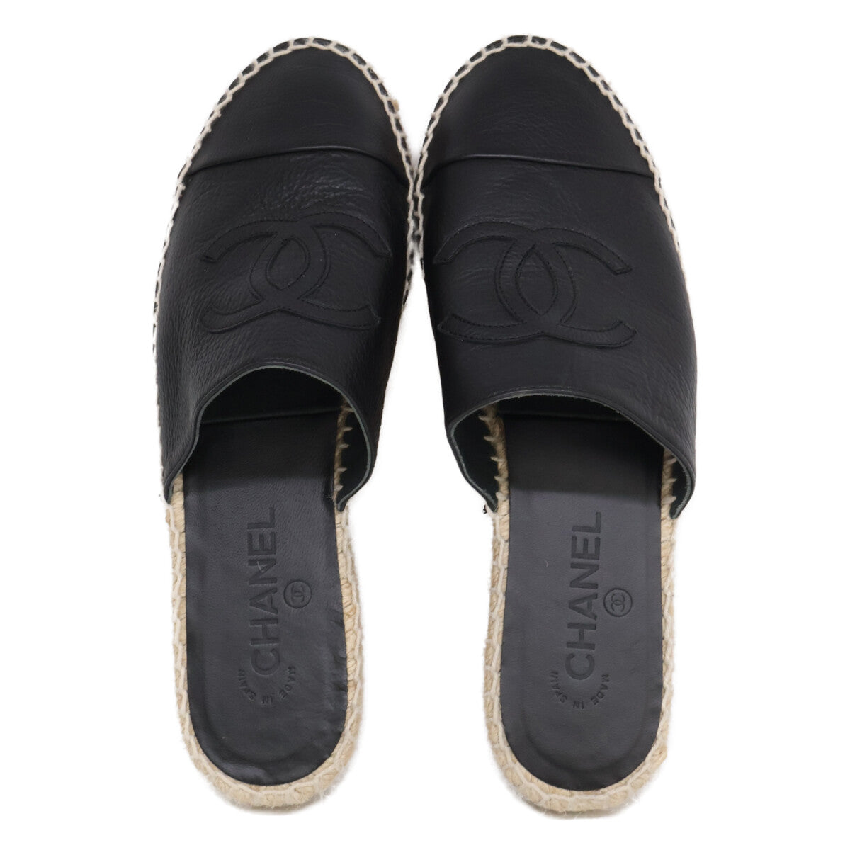 CHANEL シャネル 【美品】G33553 ココマーク エスパドリーユ スライドサンダル シューズ