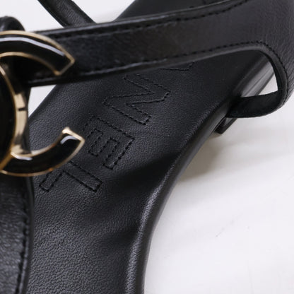 CHANEL シャネル 【美品】G45428 ココマーク レザー アンクルストラップ トング サンダル シューズ