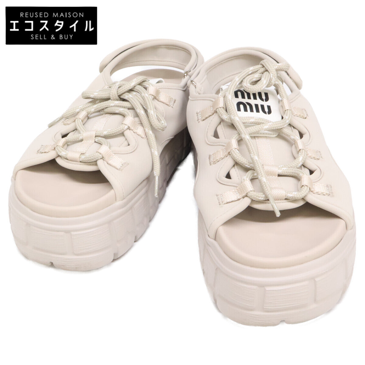 MIUMIU ミュウミュウ 【美品】5X418E レースアップ チャンキー ネオプレンサンダル シューズ