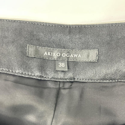 Akiko Ogawa アキコオガワ 233-14007 ブラック タック ワイドトラウザー ボトムス
