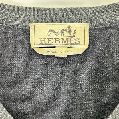 HERMES エルメス ウール 格子 グラデーションデザイン Vネック ニット トップス