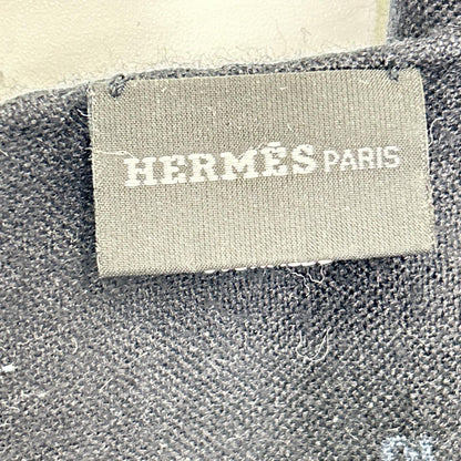 HERMES エルメス ネイビー×グレー カシミヤ×シルク ホースデザイン マフラー マフラー