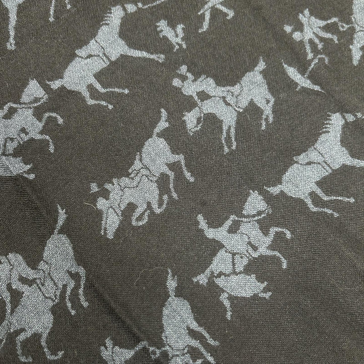 HERMES エルメス ネイビー×グレー カシミヤ×シルク ホースデザイン マフラー マフラー