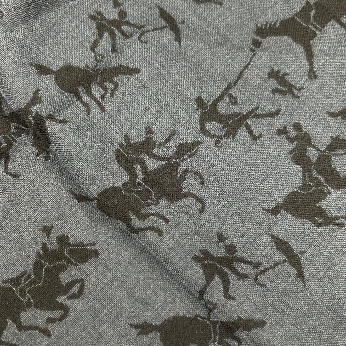 HERMES エルメス ネイビー×グレー カシミヤ×シルク ホースデザイン マフラー マフラー