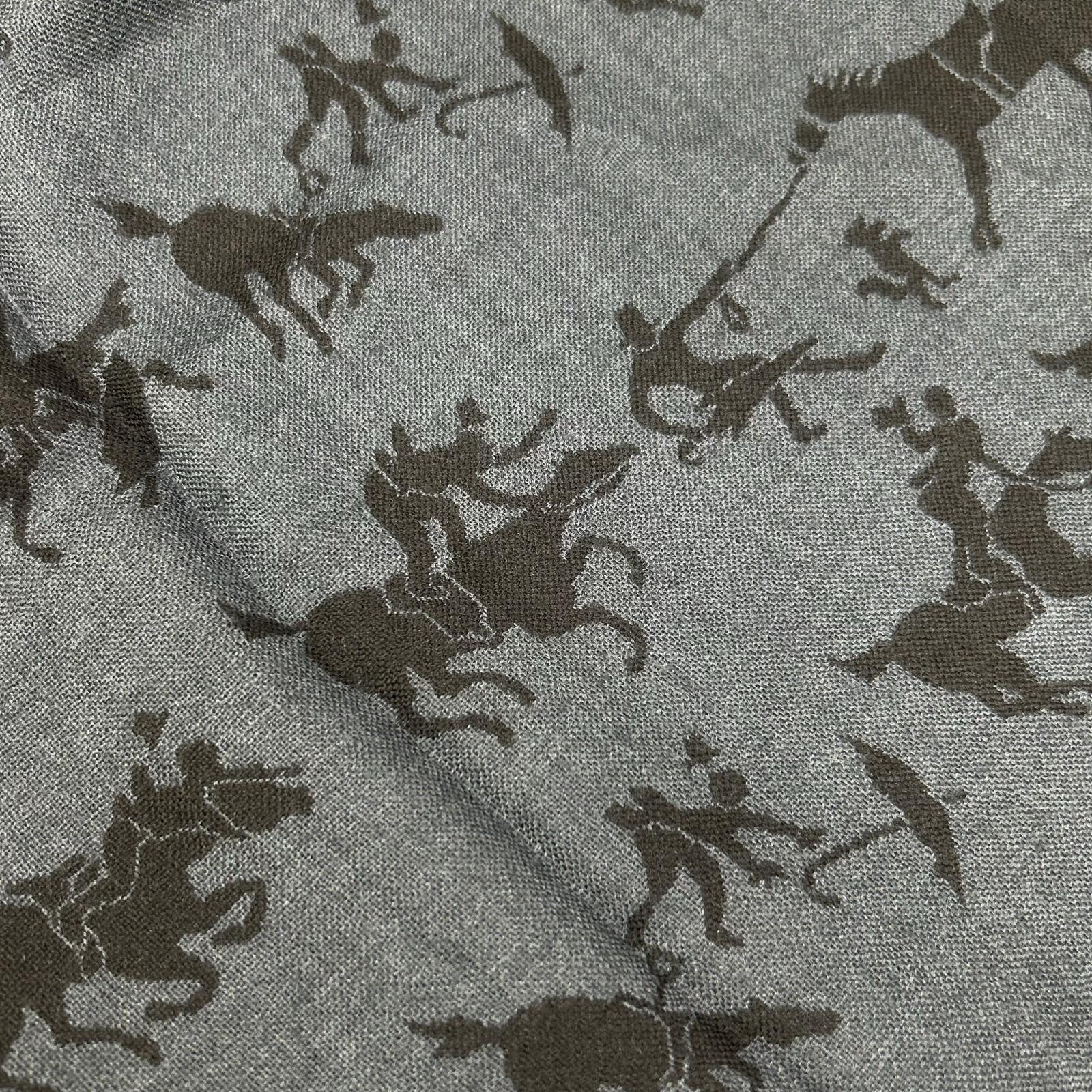 HERMES エルメス ネイビー×グレー カシミヤ×シルク ホースデザイン マフラー マフラー
