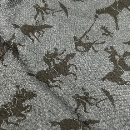 HERMES エルメス ネイビー×グレー カシミヤ×シルク ホースデザイン マフラー マフラー