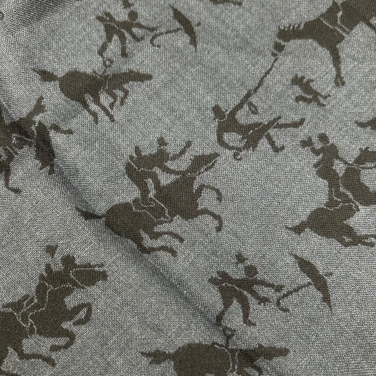 HERMES エルメス ネイビー×グレー カシミヤ×シルク ホースデザイン マフラー マフラー