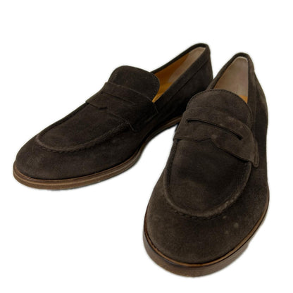 TOD'S トッズ ブラウン スエードレザー コインローファー シューズ