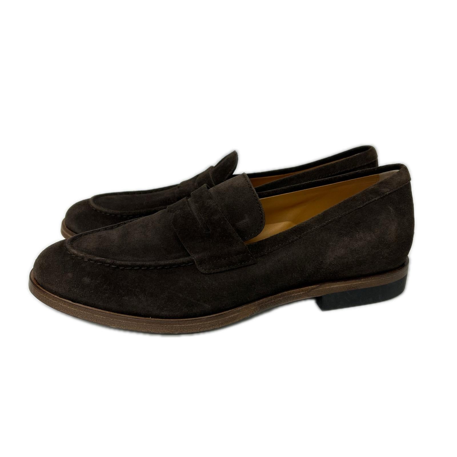 TOD'S トッズ ブラウン スエードレザー コインローファー シューズ