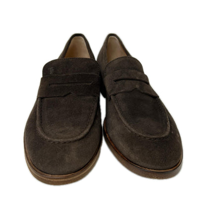 TOD'S トッズ ブラウン スエードレザー コインローファー シューズ