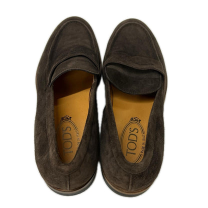 TOD'S トッズ ブラウン スエードレザー コインローファー シューズ