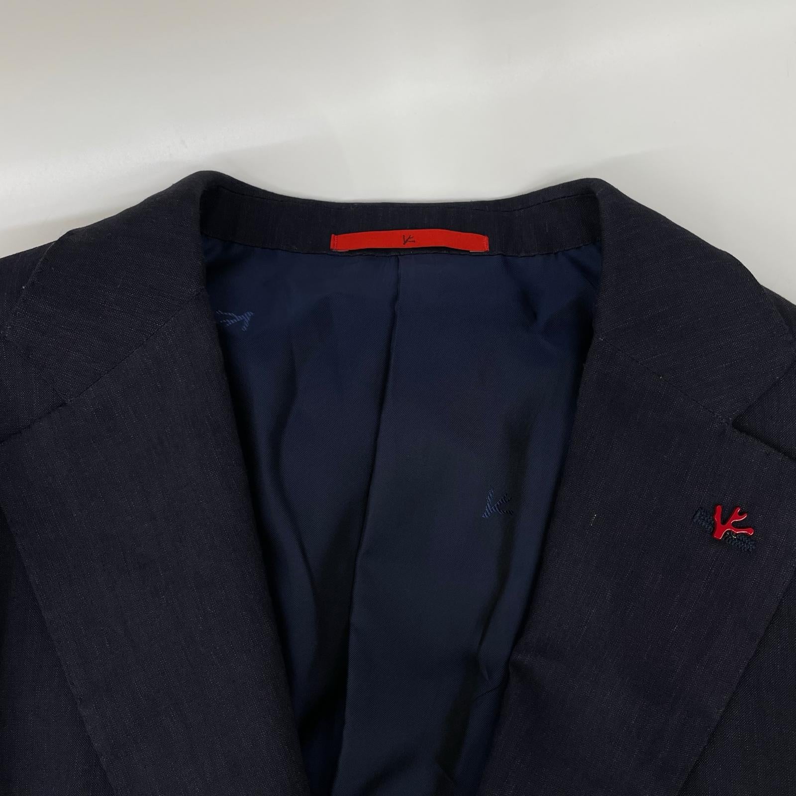 ISAIA イザイア PR41 06649 03523 ネイビー ウールリネン シングルジャケット ジャケット