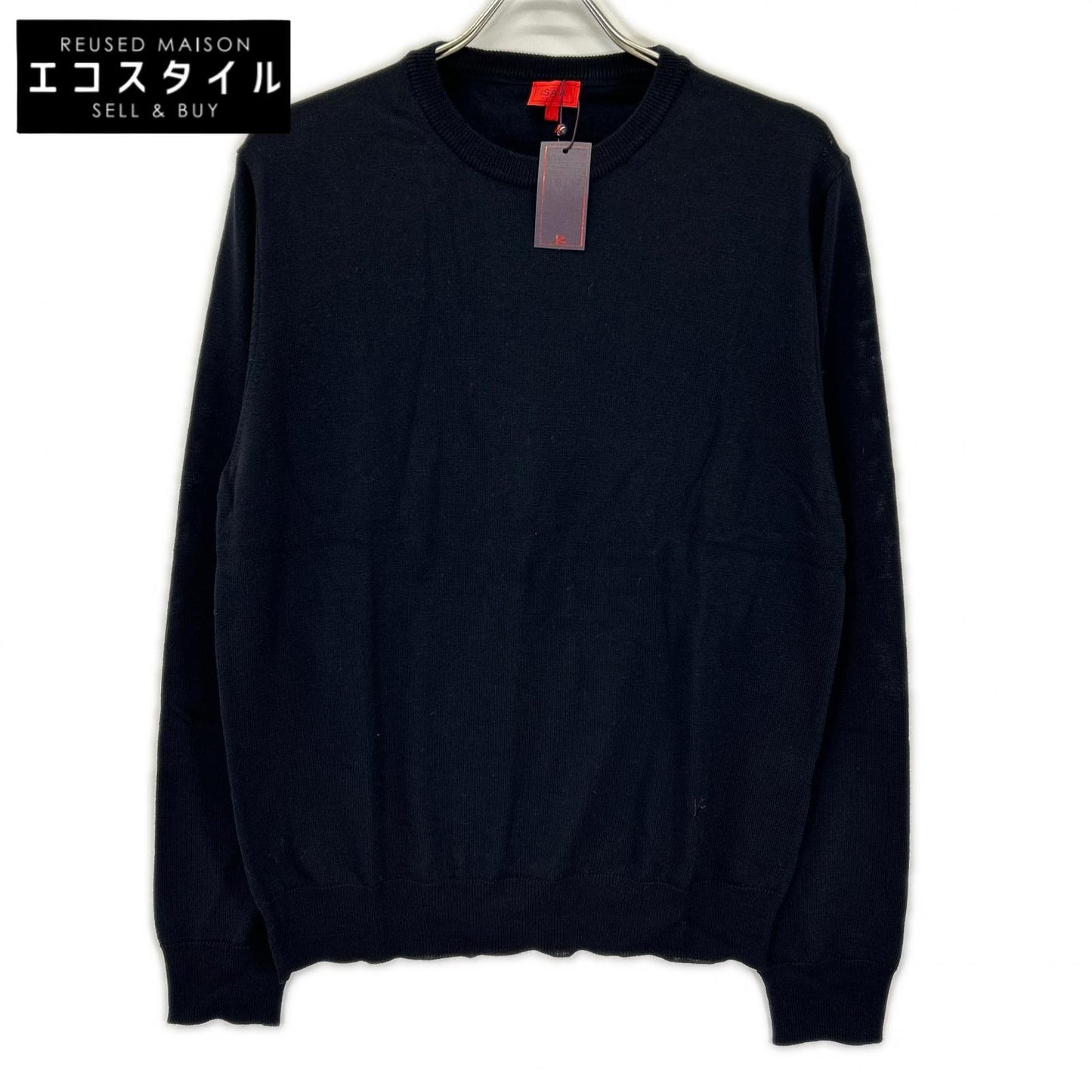 ISAIA イザイア MGKX05 ブラック クルーネック ハイゲージ ニット トップス