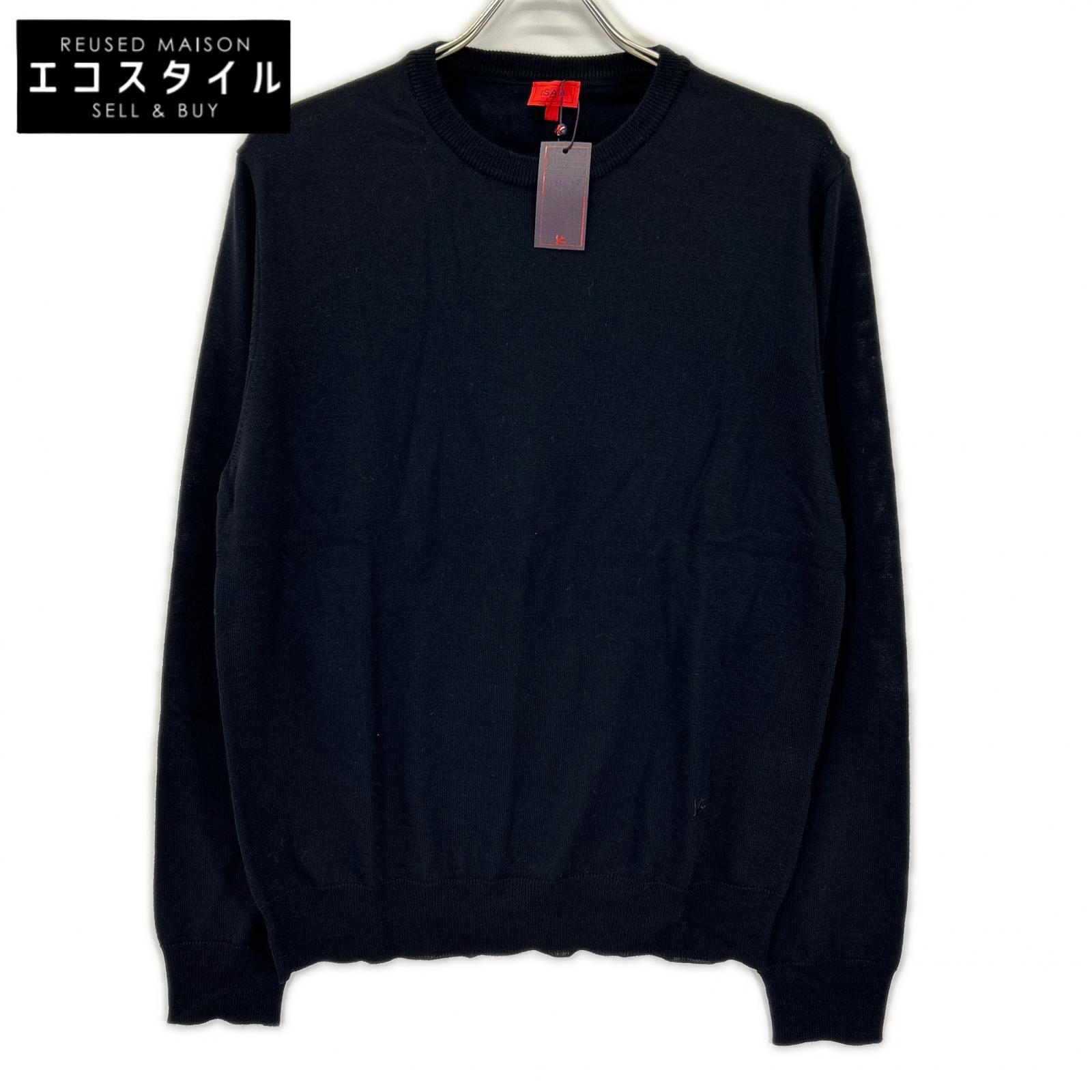 ISAIA イザイア MGKX05 ブラック クルーネック ハイゲージ ニット トップス