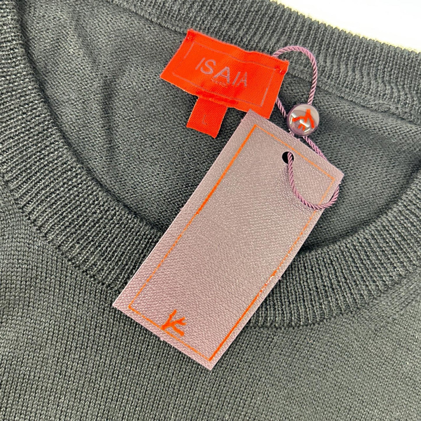 ISAIA イザイア MGKX05 ブラック クルーネック ハイゲージ ニット トップス