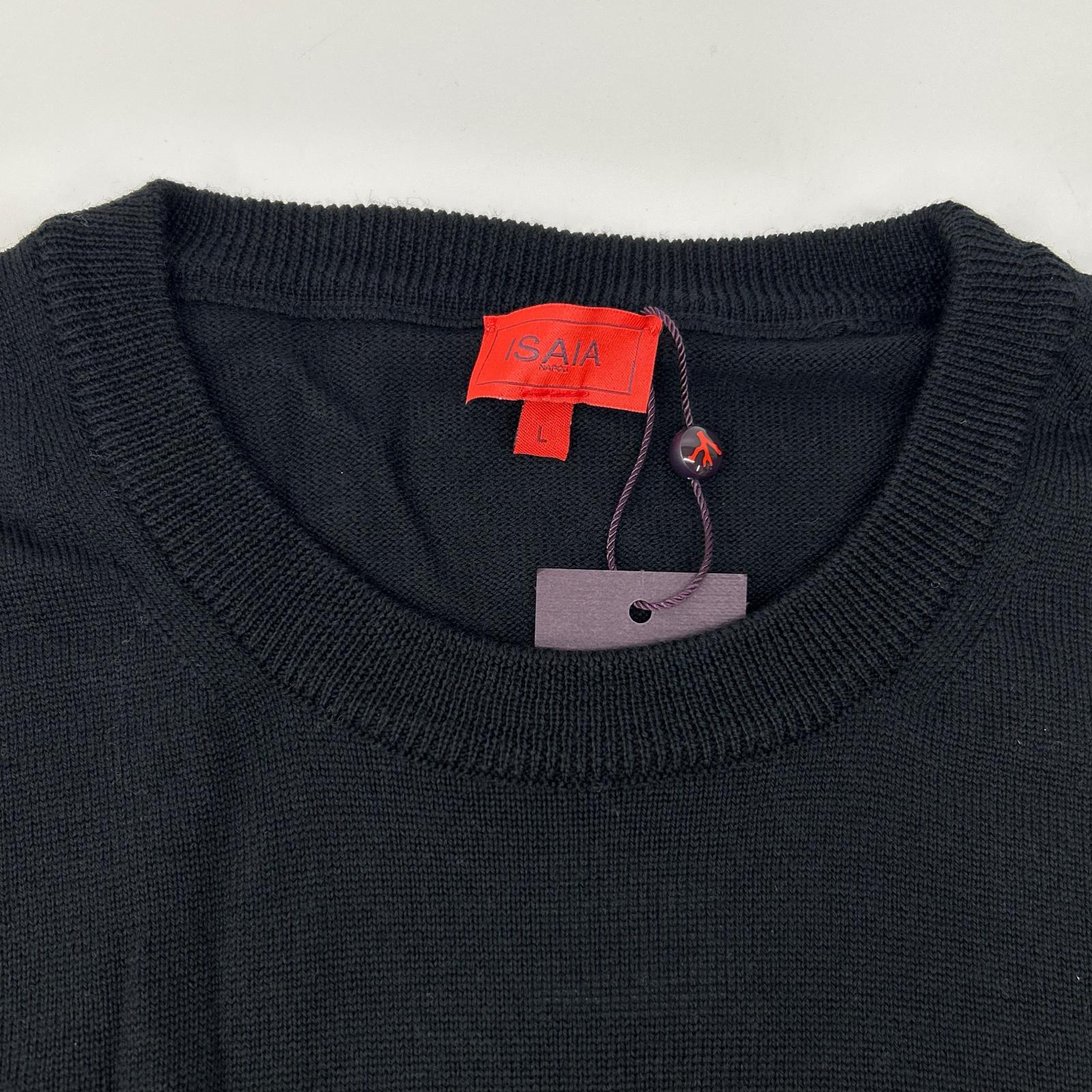 ISAIA イザイア MGKX05 ブラック クルーネック ハイゲージ ニット トップス
