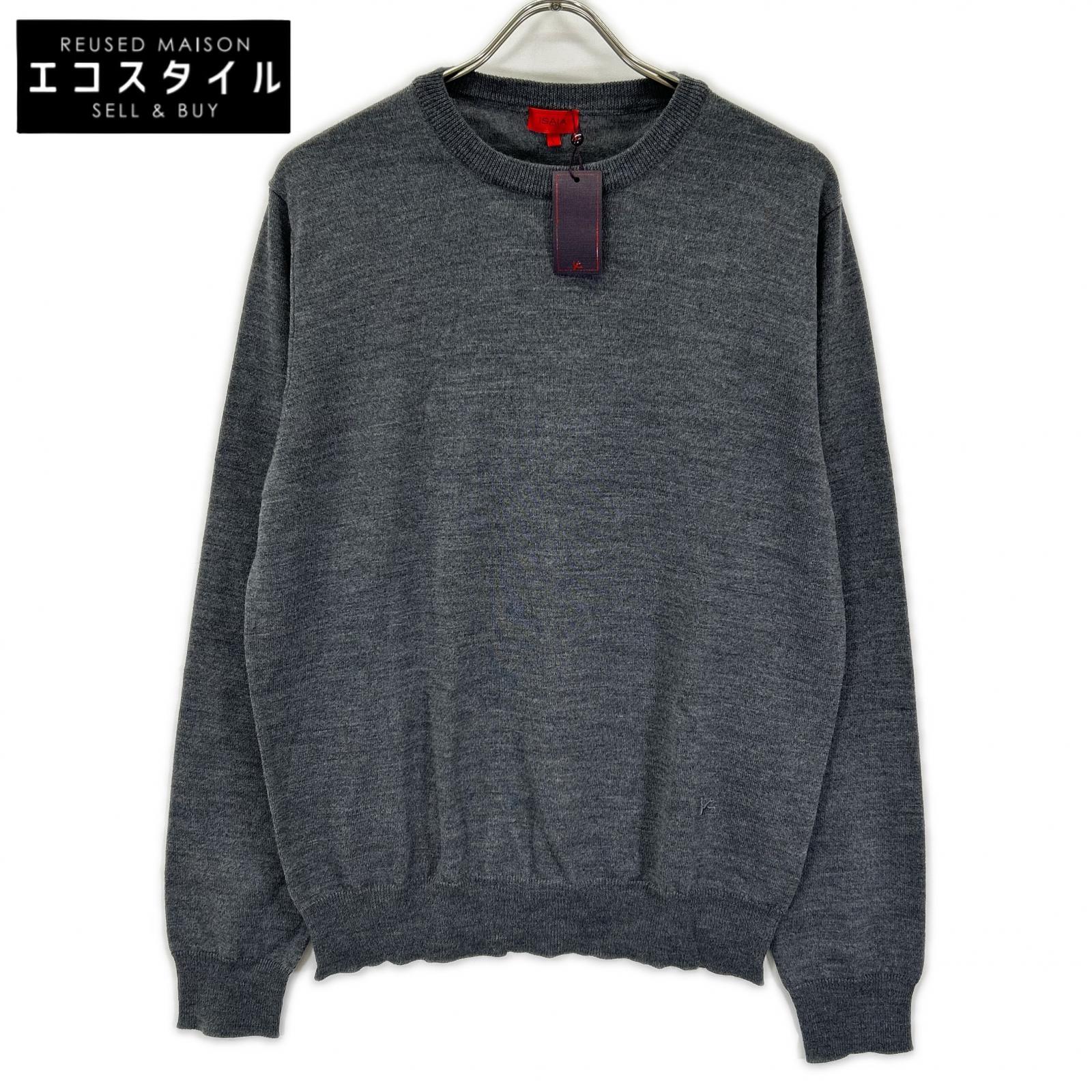 ISAIA イザイア MGKX05 グレー クルーネック ハイゲージ ニット トップス