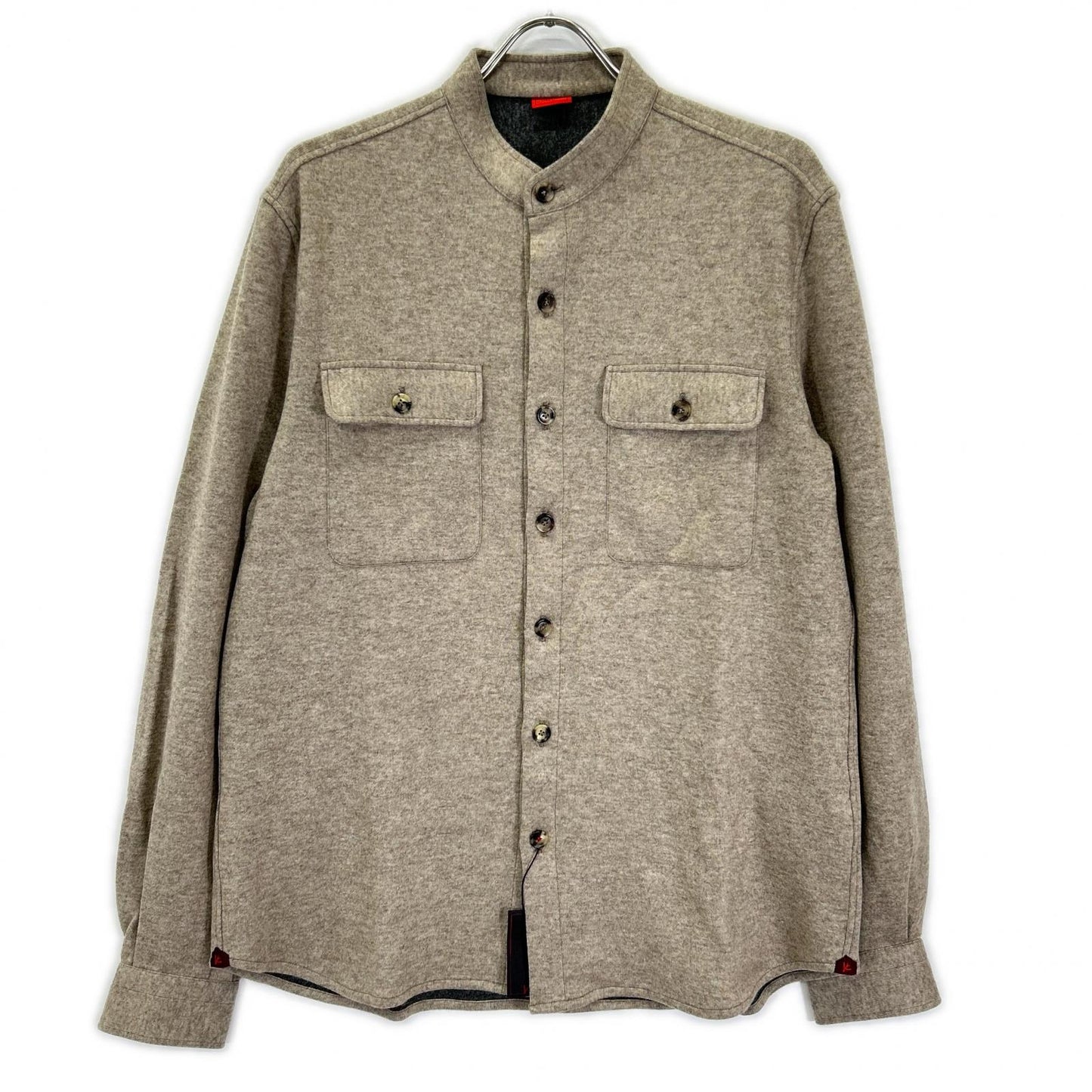 ISAIA イザイア OVERSHIRT KOREA ウールナイロン バンドカラーシャツ トップス