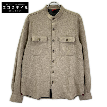 ISAIA イザイア OVERSHIRT KOREA ウールナイロン バンドカラーシャツ トップス