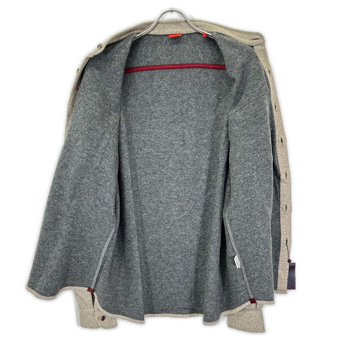 ISAIA イザイア OVERSHIRT KOREA ウールナイロン バンドカラーシャツ トップス
