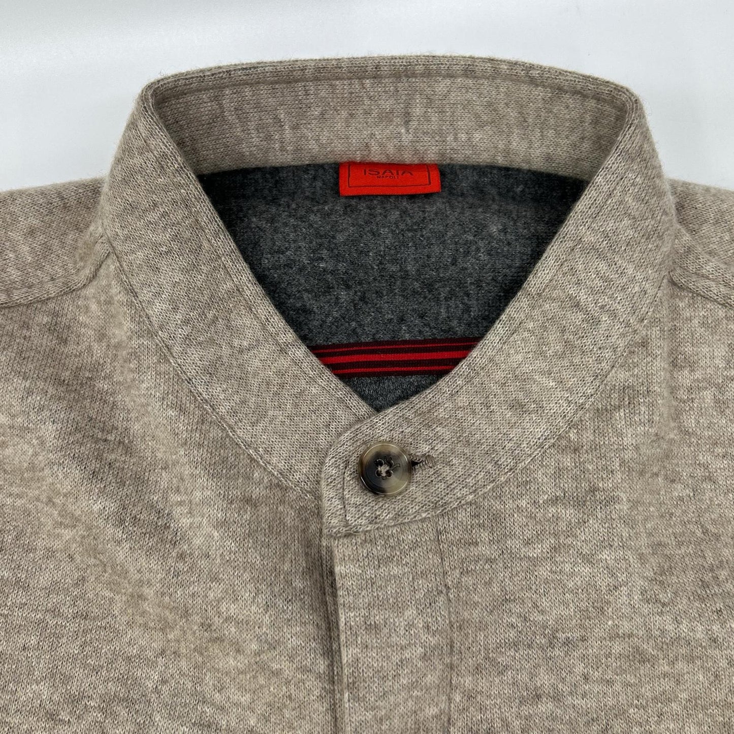 ISAIA イザイア OVERSHIRT KOREA ウールナイロン バンドカラーシャツ トップス