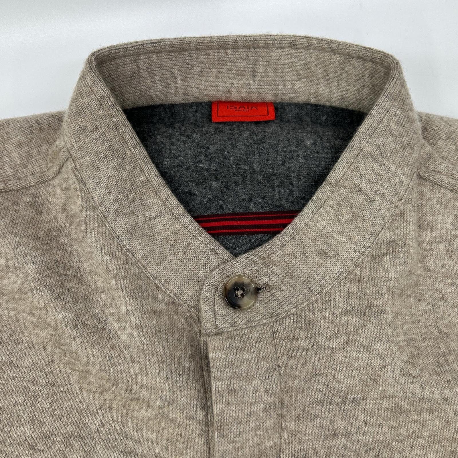 ISAIA イザイア OVERSHIRT KOREA ウールナイロン バンドカラーシャツ トップス