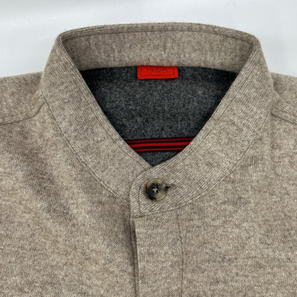 ISAIA イザイア OVERSHIRT KOREA ウールナイロン バンドカラーシャツ トップス