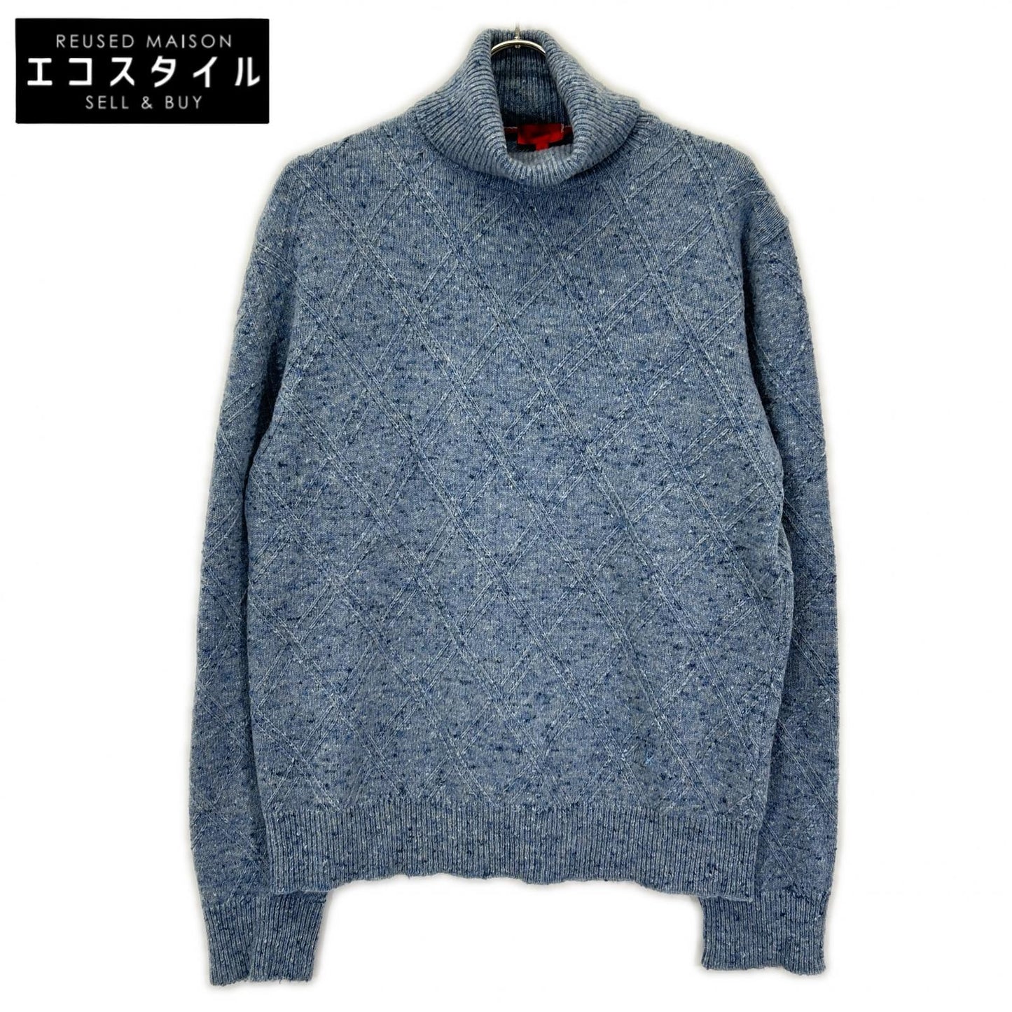 ISAIA イザイア MG7749 ブルー ミドルゲージ ハイネックニット トップス