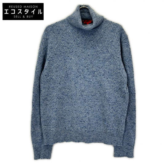 ISAIA イザイア MG7749 ブルー ミドルゲージ ハイネックニット トップス