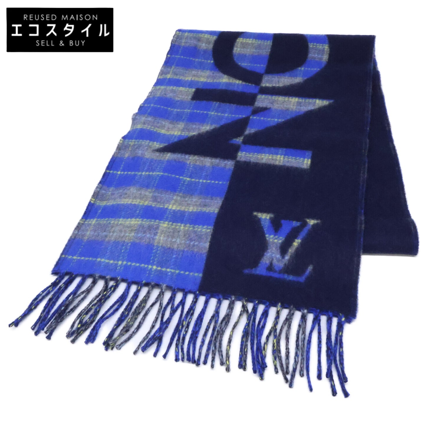 LOUIS VUITTON ルイヴィトン 【美品/国内正規】M76036 エシャルプ・チェックウィズルイ カシミヤ/ウール マフラー