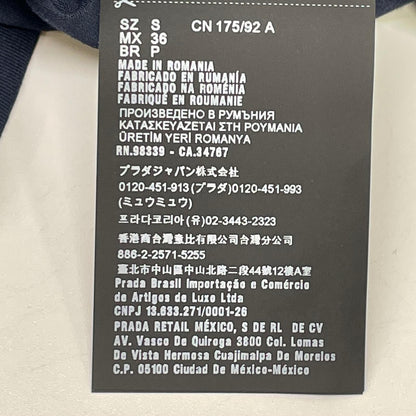 PRADA プラダ SJN263 ネイビー ラバーロゴ ハイブリッド ロングスリーブポロシャツ トップス
