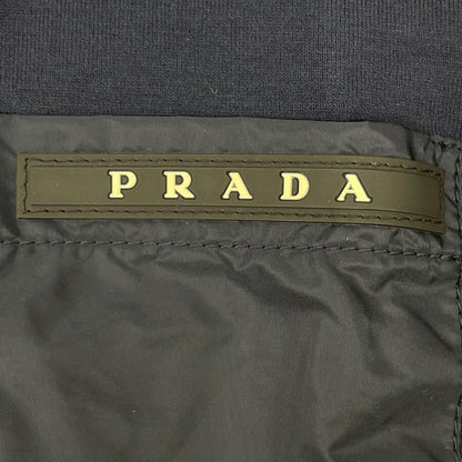 PRADA プラダ SJN263 ネイビー ラバーロゴ ハイブリッド ロングスリーブポロシャツ トップス
