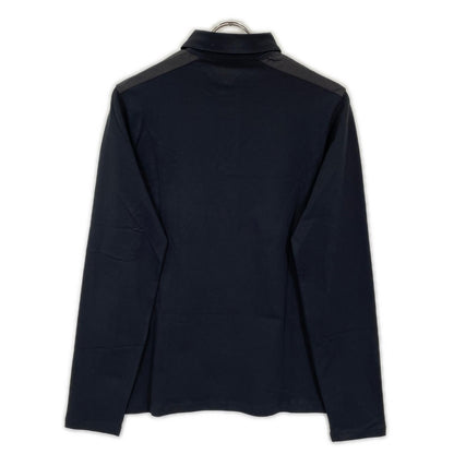 PRADA プラダ SJN263 ブラック ラバーロゴ ハイブリッド ロングスリーブポロシャツ トップス
