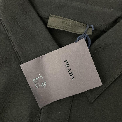 PRADA プラダ SJN263 ブラック ラバーロゴ ハイブリッド ロングスリーブポロシャツ トップス