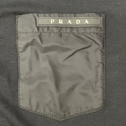 PRADA プラダ SJN263 ブラック ラバーロゴ ハイブリッド ロングスリーブポロシャツ トップス