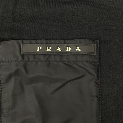 PRADA プラダ SJN263 ブラック ラバーロゴ ハイブリッド ロングスリーブポロシャツ トップス