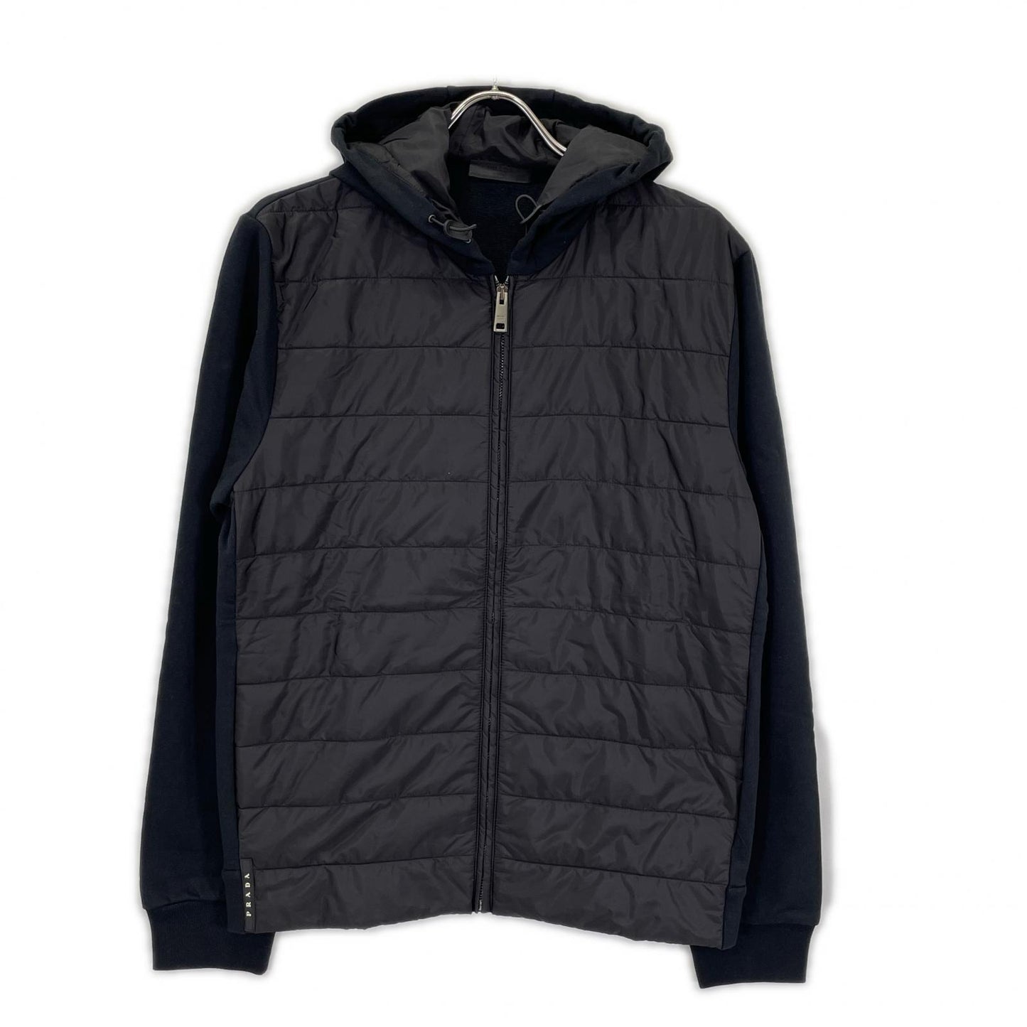 PRADA プラダ SJC574 ブラック ラバーロゴ ハイブリッド 中綿フーディジャケット ジャケット