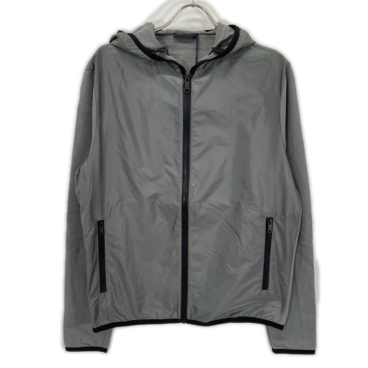 PRADA プラダ SJC568 グレー ラバーロゴ ハイブリッド ジップパーカ ジャケット