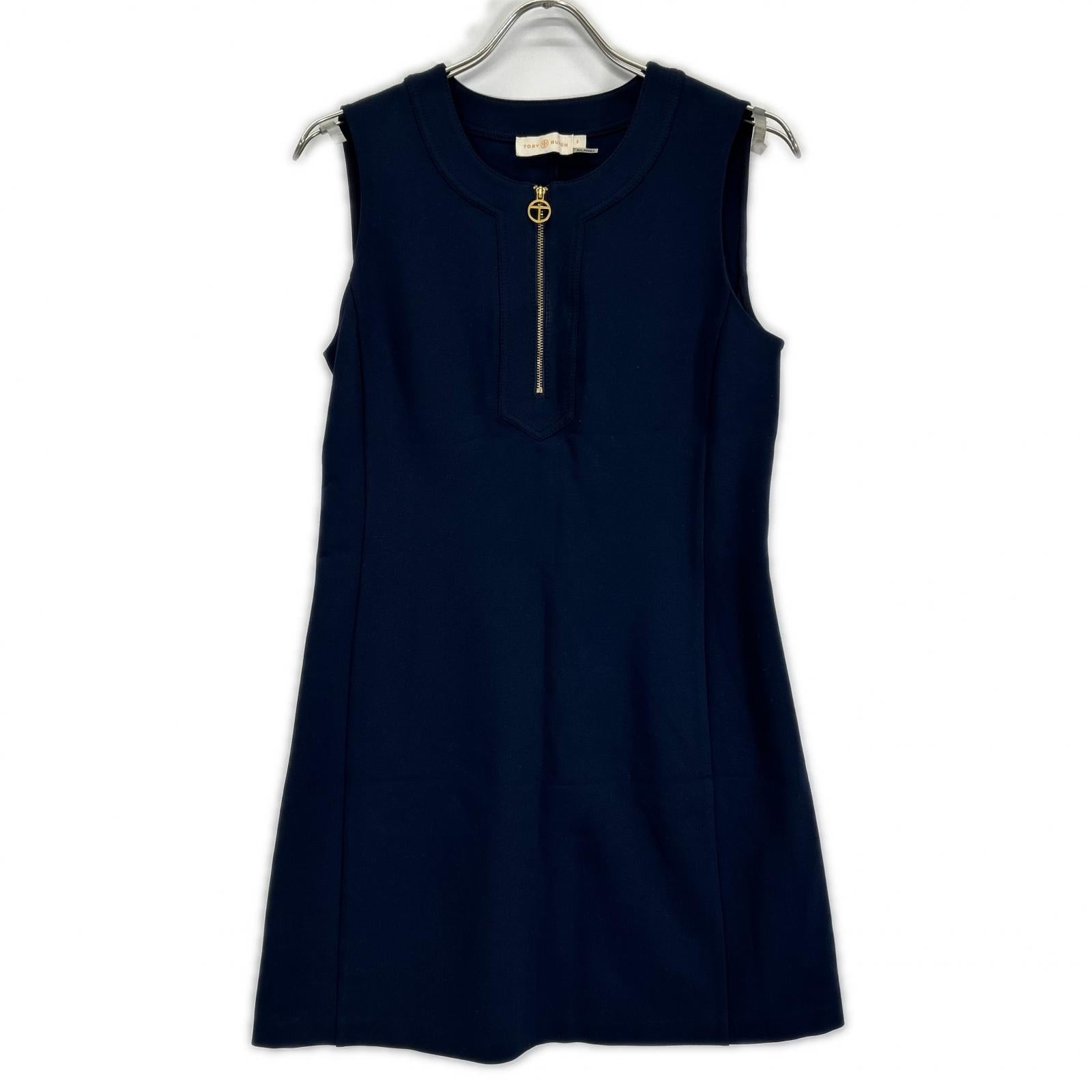 Tory Burch トリーバーチ ネイビー ハーフジップ スウェットワンピース ワンピース