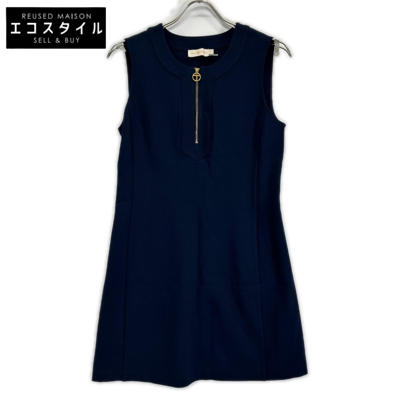 Tory Burch トリーバーチ ネイビー ハーフジップ スウェットワンピース ワンピース